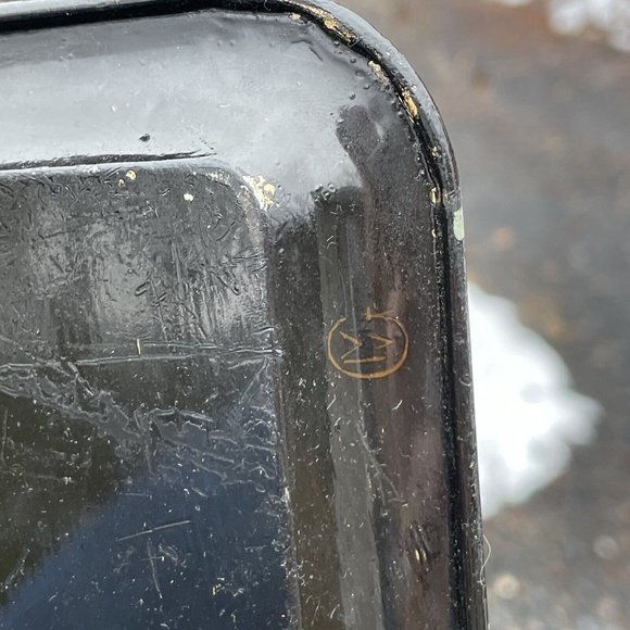 Vintage Hand Painted Toleware Rectangular Diminutive Tray Tip Snack Black Gold - Picture 15 of 16